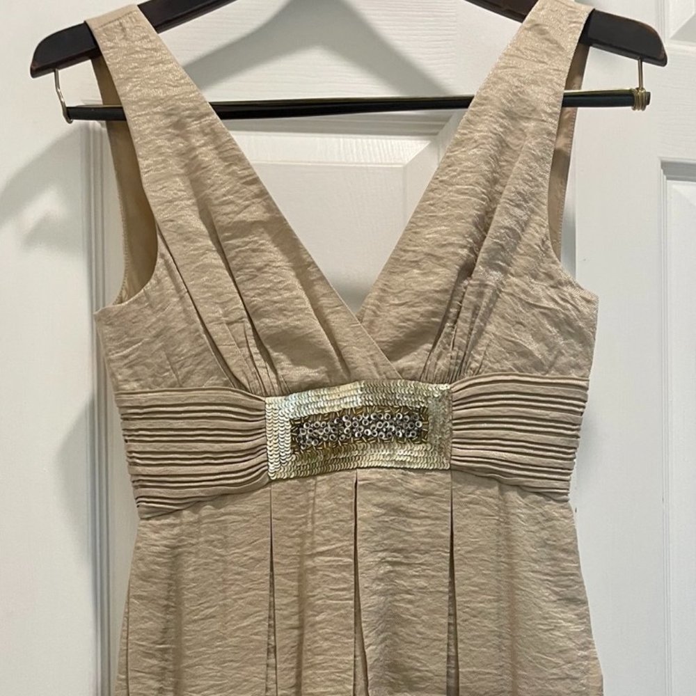 BCBGMAXAZRIA Women's Embellished  V-Neck Sleeveless Cocktail Dress